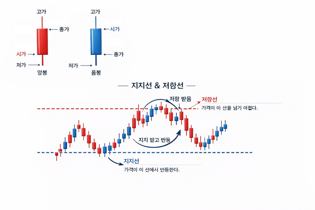 주식 기술적 분석_캔들차트_지지선_저항선