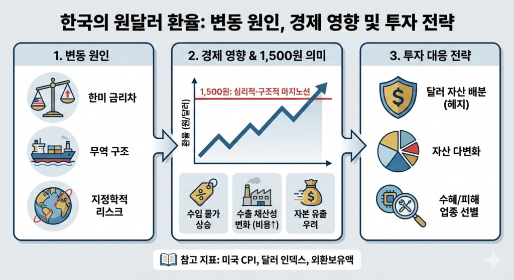 원달러 환율 변동원인, 경제 영향 및 투자 전략
